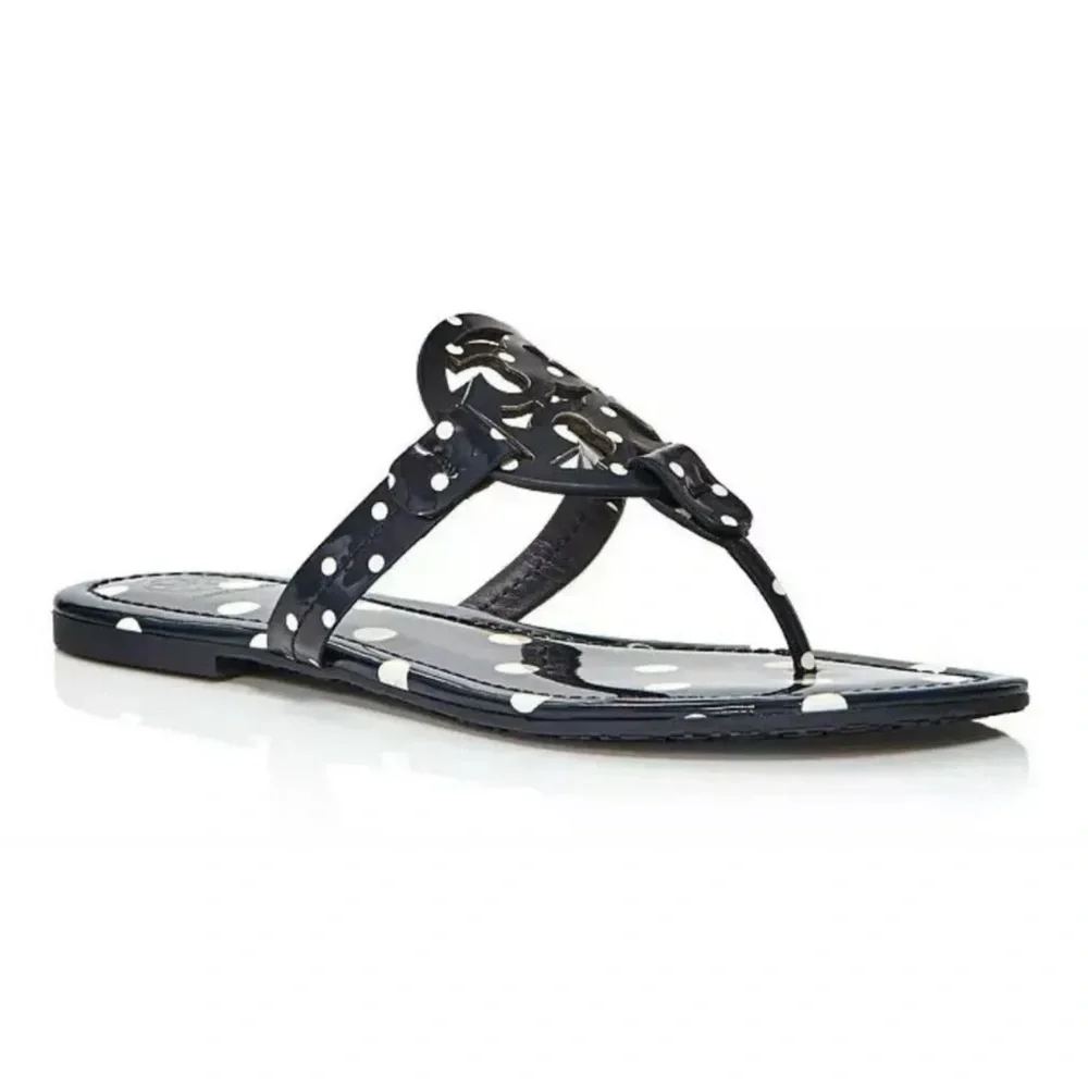 Tory Burch Miller Sandals Patent Leather Navy Classic